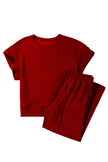 Gray Textured Loose Fit T Shirt & Drawstring Pants Set