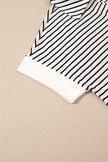 Black Striped V Neck Tee and Casual Shorts Set