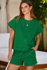 Red Dahlia Textured Short Sleeve Top and Shorts Set