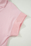 Sky Blue Striped Dolman Sleeve Pullover and Drawstring Shorts Set