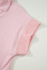Sky Blue Striped Dolman Sleeve Pullover and Drawstring Shorts Set