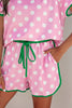 Pink Polka Dot Contrast Edge Casual Short Set