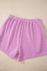 Chestnut Corded Long Sleeve Top and High Waist Shorts Set