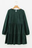 Mist Green Lantern Sleeve Tiered Mini Dress