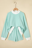 Pink Stripe Oversize Mock Neck Sweatshirt and Shorts Set
