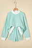Pink Stripe Oversize Mock Neck Sweatshirt and Shorts Set