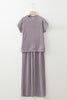 Bright Pink Solid Corded Short Sleeve T Shirt and Wide Leg Pants Set