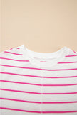 Rose Stripe Casual  Tee and Wide Leg Pants Set