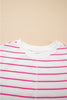 Rose Stripe Casual  Tee and Wide Leg Pants Set