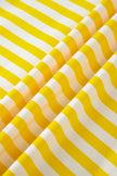 Yellow Stripe Contrast Neck Loose Tee and Drawstring Shorts Set