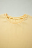Yellow  Eyelet Lace Patchwork Sleeve Short 2pcs Outfit