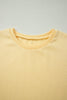 Yellow  Eyelet Lace Patchwork Sleeve Short 2pcs Outfit