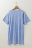 Mint Green Mineral Wash Flower Patchwork Mini T Shirt Dress