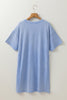 Mint Green Mineral Wash Flower Patchwork Mini T Shirt Dress