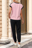 Black Color Block Trim 2 Tone Contrasted Tank and Pants Set