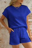 Red Dahlia Textured Short Sleeve Top and Shorts Set