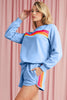 Black Colorful Striped Long Sleeve Pullover and Shorts Set