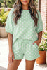 Pink Polka Dot Oversized Top Drawstring Short Set