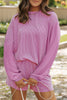 Chestnut Corded Long Sleeve Top and High Waist Shorts Set