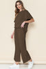 Gray Textured Loose Fit T Shirt & Drawstring Pants Set