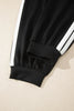 Black Varsity Striped Detail Loose Tee Jogger Pants 2pcs Outfit