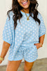 Pink Polka Dot Oversized Top Drawstring Short Set