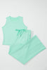 Moonlight Jade Drawstring Elastic Waistband Solid Color Two Piece Casual Set