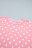 Pink Polka Dot Oversized Top Drawstring Short Set