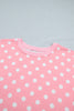 Pink Polka Dot Oversized Top Drawstring Short Set