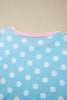Sky Blue Polka Dot Short Sleeve Top and Pants Set
