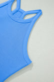 Sky Blue Slim Tank Top Elastic High Waist Shorts 2pcs Outfit