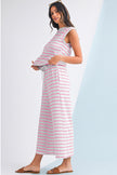 Rose Stripe Casual  Tee and Wide Leg Pants Set