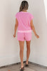 Pink Stripe Cap Sleeve Tee Elastic Waist Shorts 2pcs Outfit