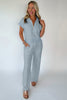 Light Grey Half Zip Polo Tee Casual Pant Set