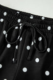 White Polka Dot Short Sleeve Loose Top Drawstring Shorts Set