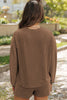 Chestnut Corded Long Sleeve Top and High Waist Shorts Set