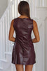 Black Faux Leather Sleeveless Round Neck Mini Dress