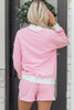 Pink Stripe Oversize Mock Neck Sweatshirt and Shorts Set