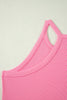 Sky Blue Slim Tank Top Elastic High Waist Shorts 2pcs Outfit