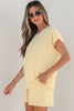 Sachet Pink Soft Ribbed Color Block Trim Casual Short Set