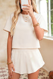 Black Cropped Tee and Ruffle High Waist Skort Set
