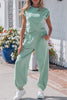 Beau Blue Solid Color Cropped Tank Top and Jogger Pants Set