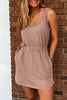 Smoke Gray Mineral Wash U Neck Elastic Waist Sleeveless Mini Dress