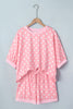 Pink Polka Dot Oversized Top Drawstring Short Set