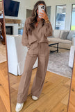 Light Grey Polo Collar V Neck Pullover and Drawstring Sweatpants Set