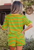 Pink Stripe Puff Short Sleeve T Shirt Matching Shorts Set