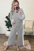 Mineral Red Varsity Stripe Patchwork Puff Sleeve Pullover Drawstring Wide Leg Pant Set