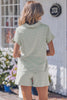 Sky Blue Striped Dolman Sleeve Pullover and Drawstring Shorts Set