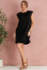 Black Textured Cap Sleeve T Shirt Shift Mini Dress