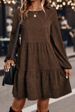 Mist Green Lantern Sleeve Tiered Mini Dress